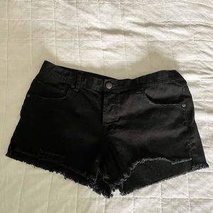 Free People Black Distressed Jean Shorts